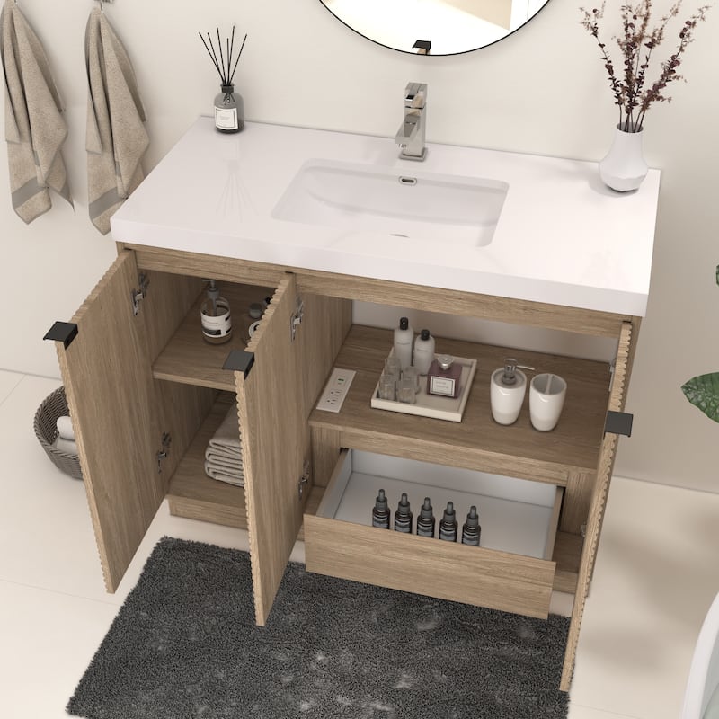 Milano 42" Freestanding (R) Bathroom Vanity with White Acrylic Sink