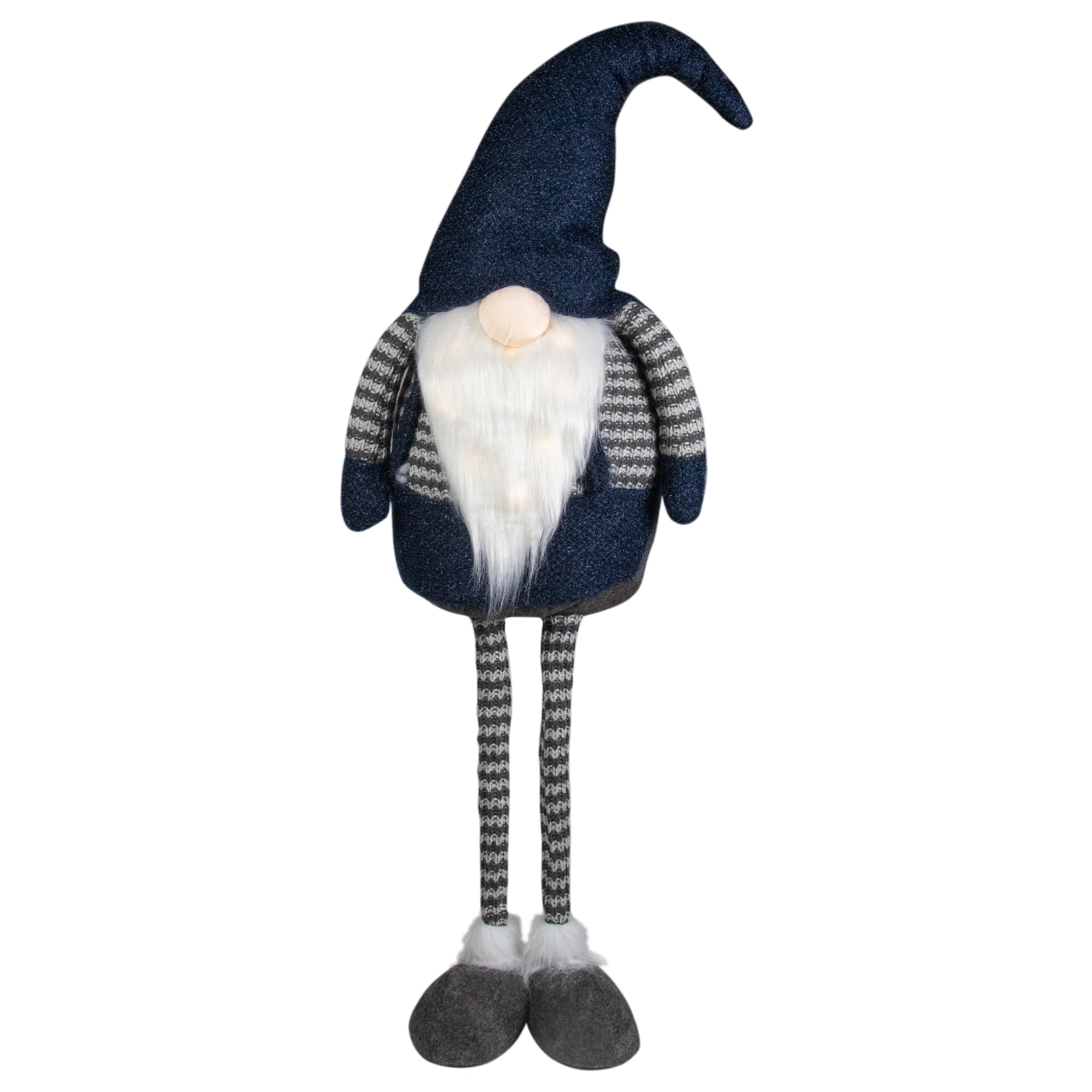 41" LED Lighted Blue and Gray Extendable Gnome Christmas Figure