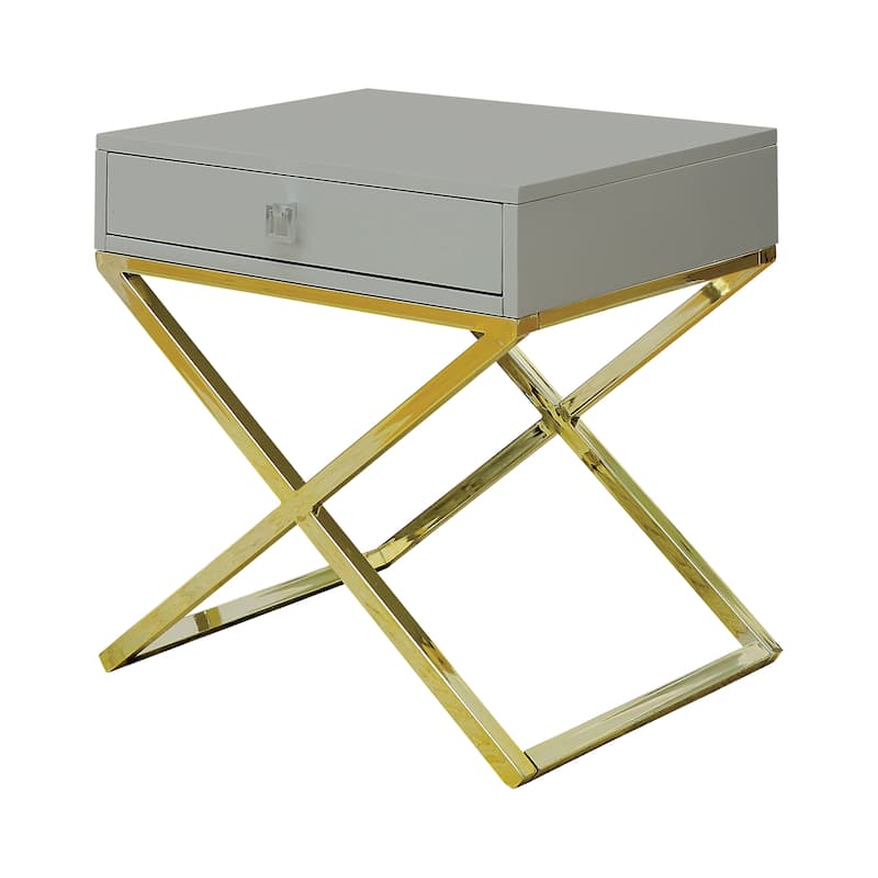 Shea Contemporary 24-inch Metal 1-Drawer Side Table by Furniture of America