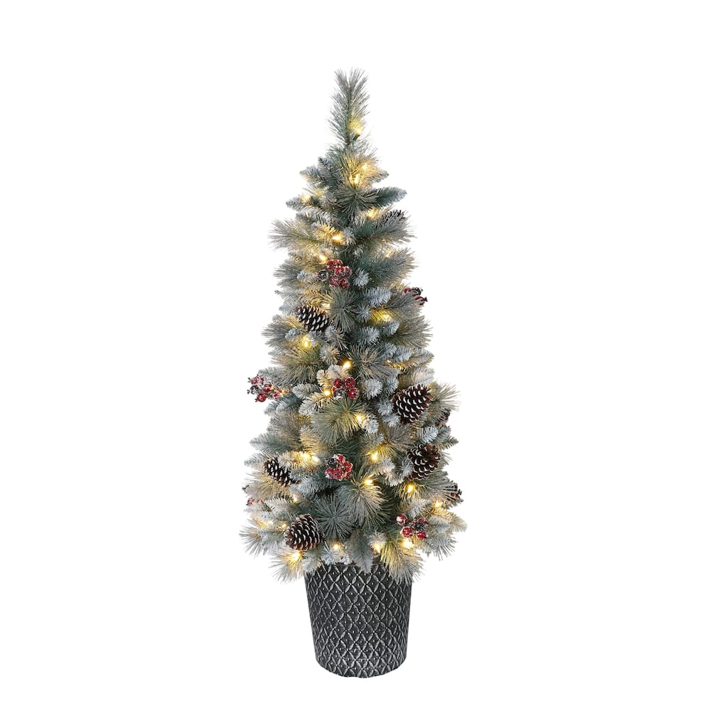 Puleo International 4.5' Pre-Lit Potted Sterling Pine Tree