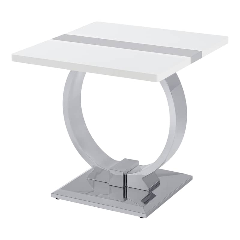 Furniture of America Carra Modern 3-Piece Stainless Steel O-Shaped Trestle Base Coffee Table Set