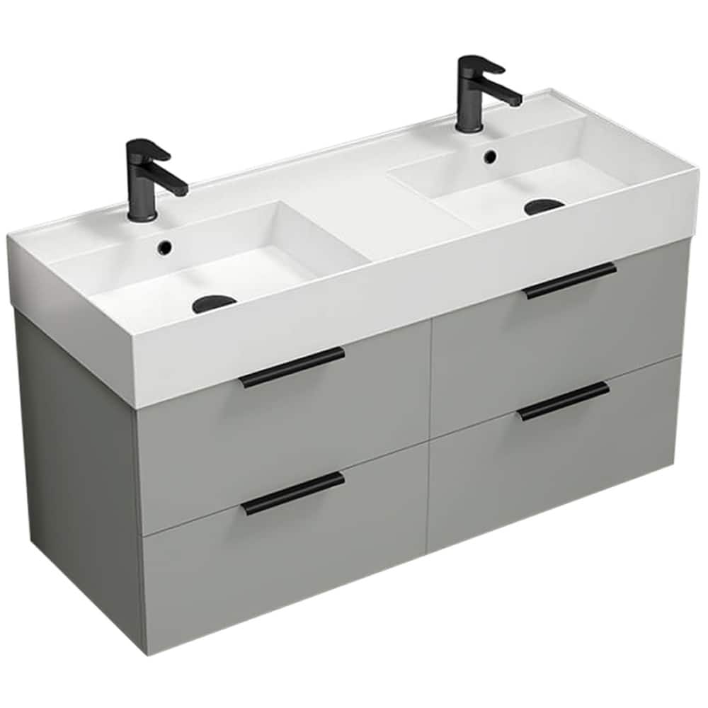 Nameeks Derin-4818-W-2 Derin 48" Wall Mounted Double Basin Vanity Set