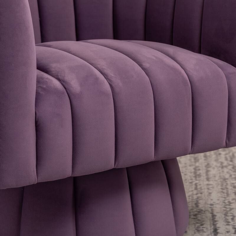 SEYNAR Modern Glam Velvet Upholstered Round Swivel Accent Arm Barrel Chair for Living Room