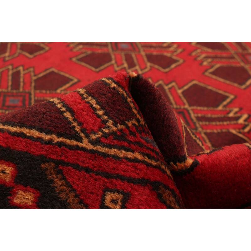 ECARPETGALLERY Hand-knotted Baluch Red Wool Rug - 4'0 x 5'11