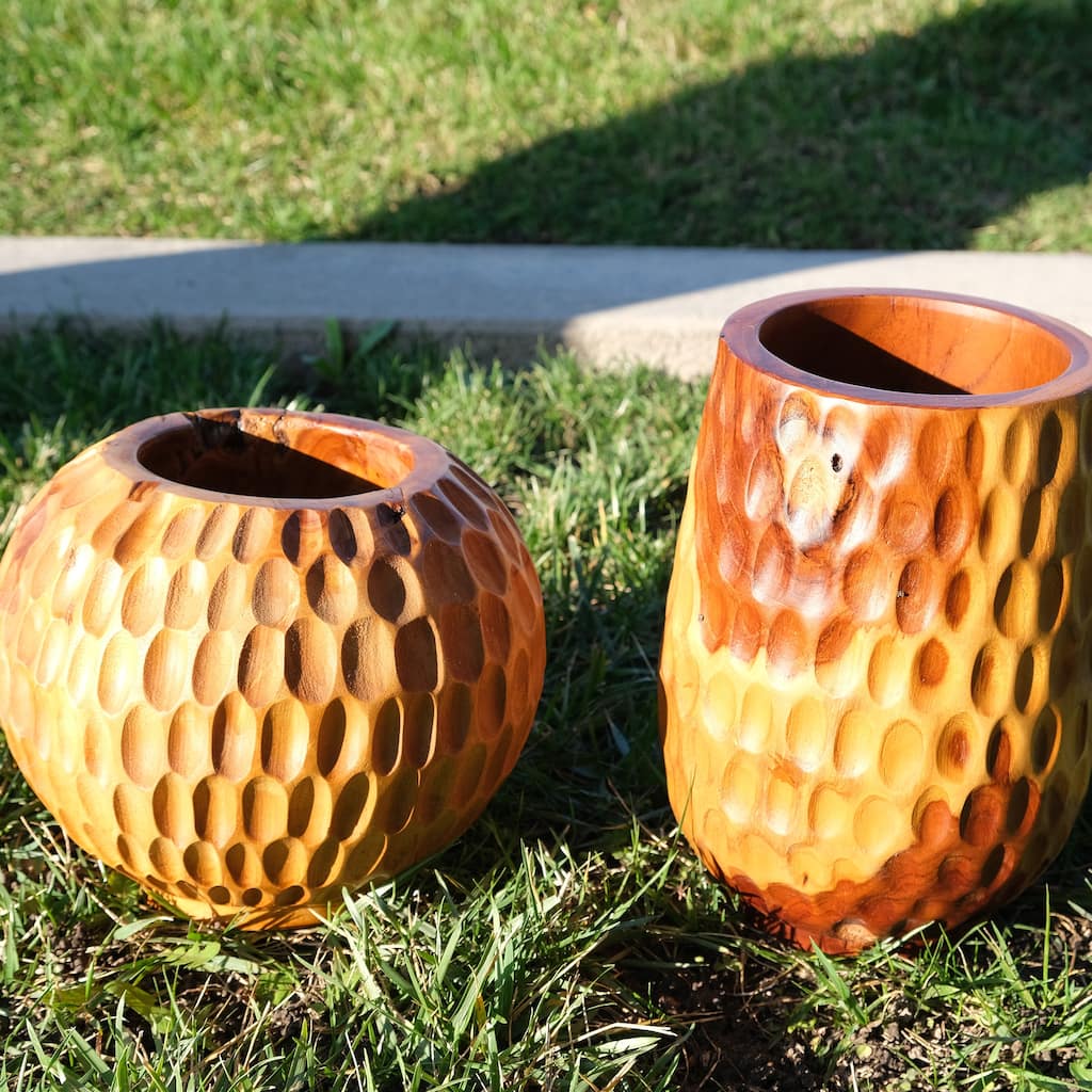 Greenage Natural Cowak Teak Vase Handcrafted Durable Vase