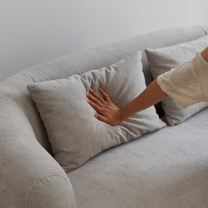 Modern Memory Foam Couch 2-Seater Sofa with 4 Throw Pillows, Round Armrests, for Living Rooms, Bedrooms and Apartments