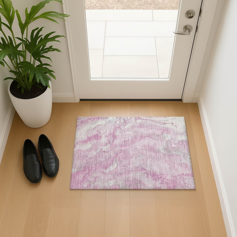 Premium Washable Super Soft Abstract Chic Mayfield Rug - Pink - 1'8" x 2'6"