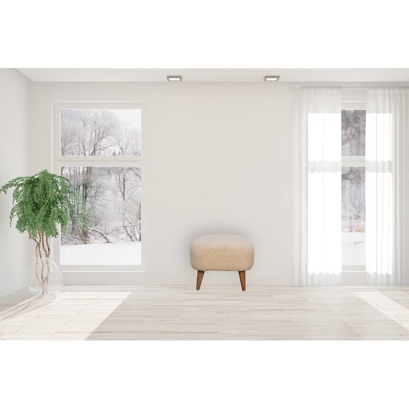 Boucle Cream Square Footstool