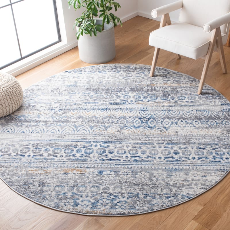 SAFAVIEH Amelia Petty Distressed Rug - 6'7" Round - Grey/Blue