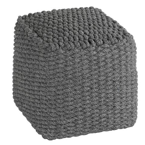 The Curated Nomad Iriah Grey Cotton Rope Square Pouf Ottoman