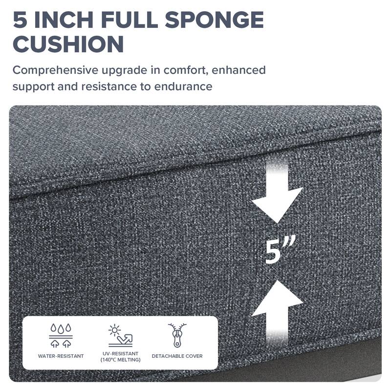 Gymojoy Outdoor Ottoman with Olefin Cushion, Weather-Resistant Patio Footrest for Deck & Porch