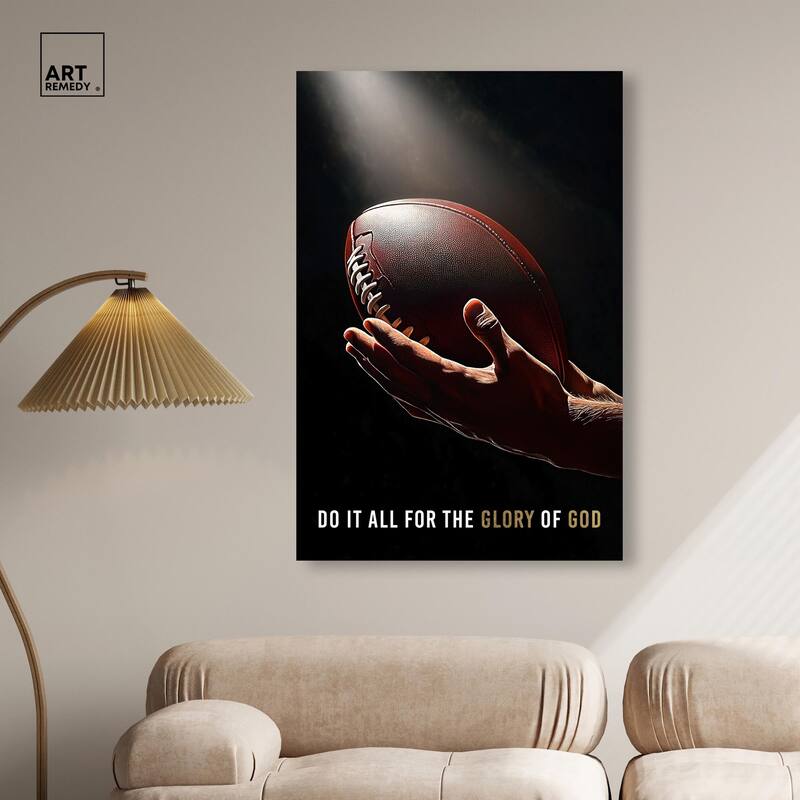 Glory of God Football Canvas by Art Remedy, Gallery Wrapped