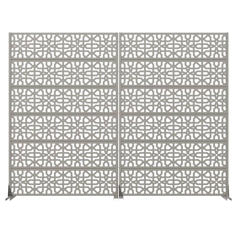 Rectangle Outdoor Privacy Screens Metal Screen Fence Panel Set of 2