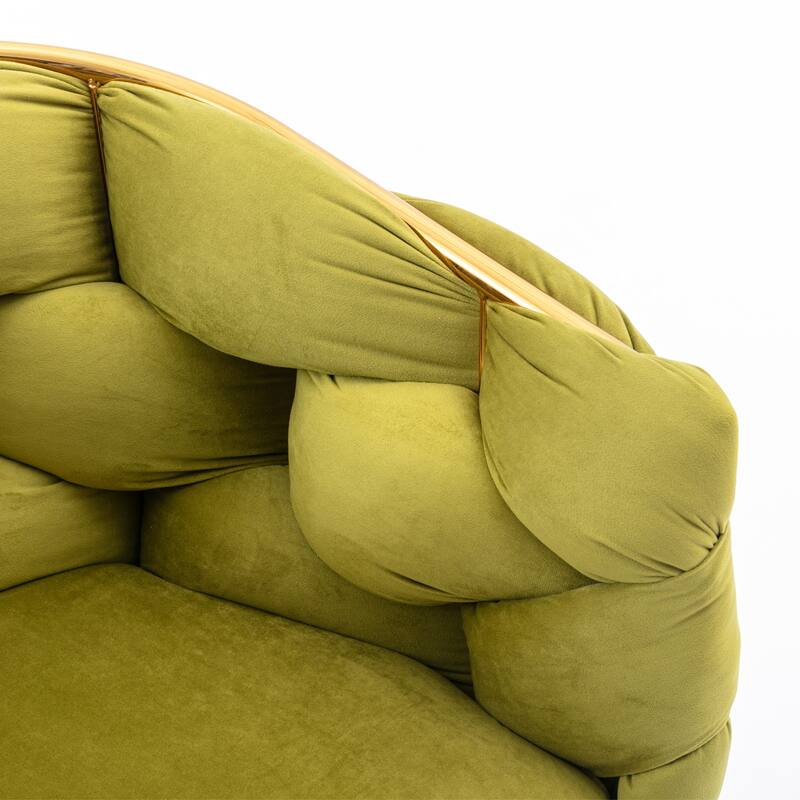 Olive Green Modern 28.7" Velvet Upholstered Accent Chairs with Gold - Plated Metal Legs (Set of 2)