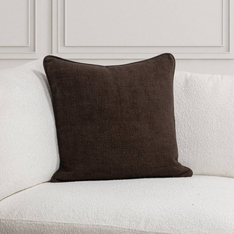 Villa by Classic Home Bedford Linen Fabric Throw Pillow - Brown