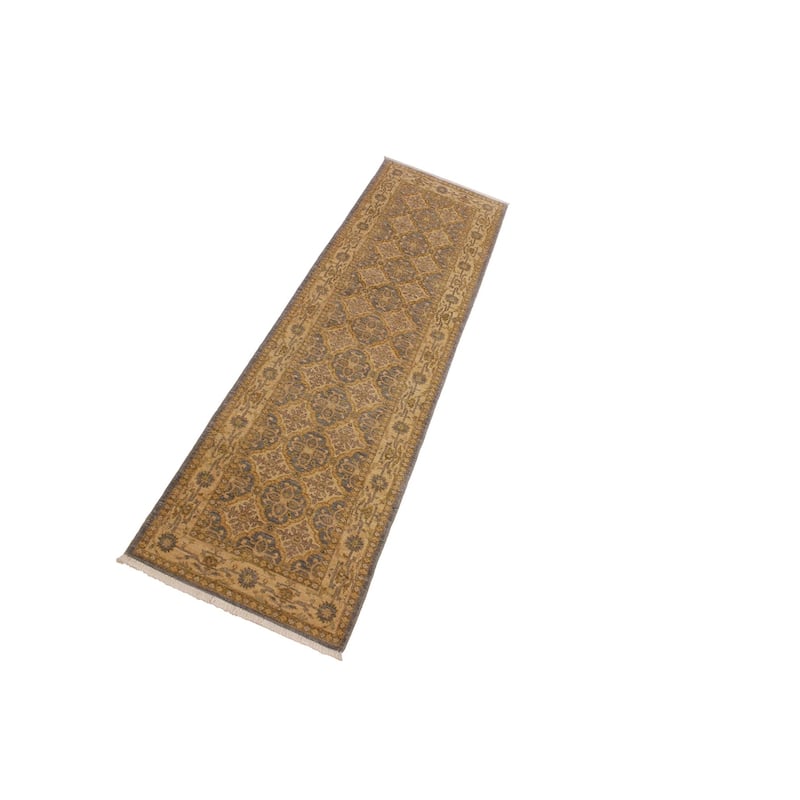 Chic Ziegler Doretha Grey Gold Hand-Knotted Wool Runner - 2'9'' x 9'5''