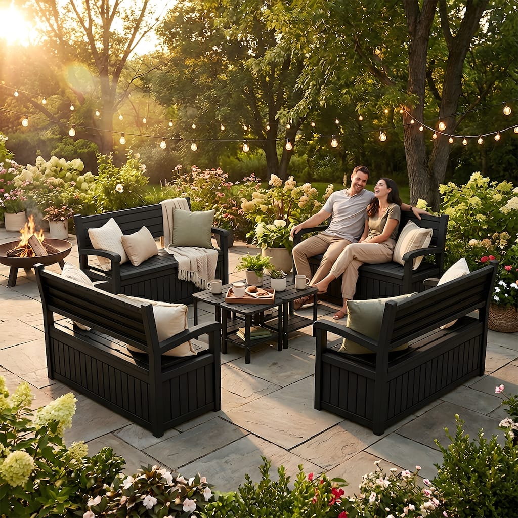 Descksplore Waterproof Sunproof Outdoor Storage Chair and Coffee Table/Stool