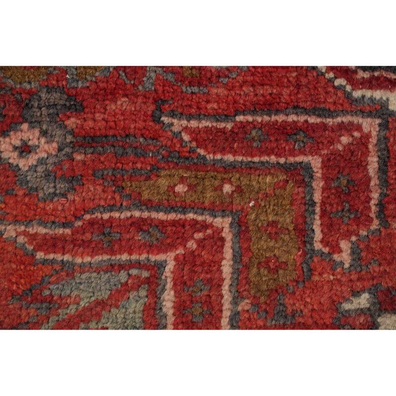 Hand Knotted Oriental 100% Wool Carpet Traditional Medallion Oranges & Rust Heriz Area Rug - 13' 1'' X 10' 2''