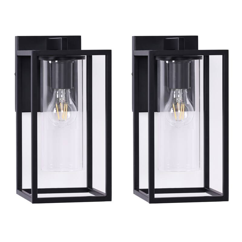 2-Pack Industrial Metal Outdoor Wall Lantern