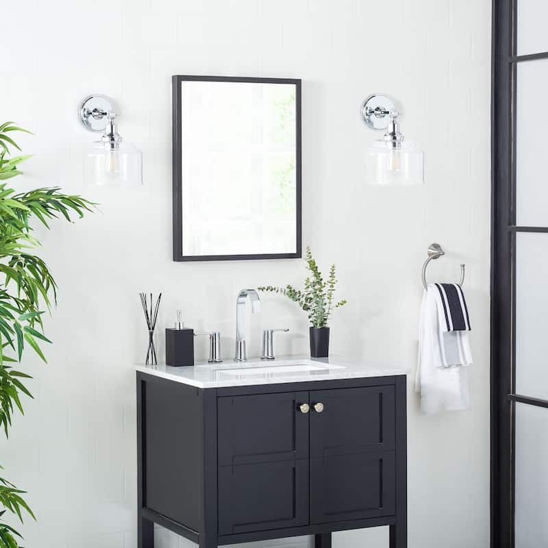 SAFAVIEH Lighting Rozsika Wall Sconce - 8" x 9.5" x 11.5" - Chrome/Clear - 10Wx8Dx12H