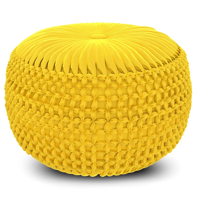 WYNDENHALL Vanessa Round Pouf in Velvet Fabric