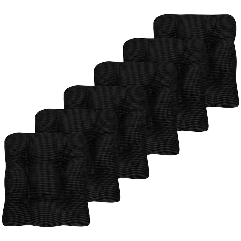 Fluffy Memory Foam Non-slip Chair Pad - Set of 6 - Black