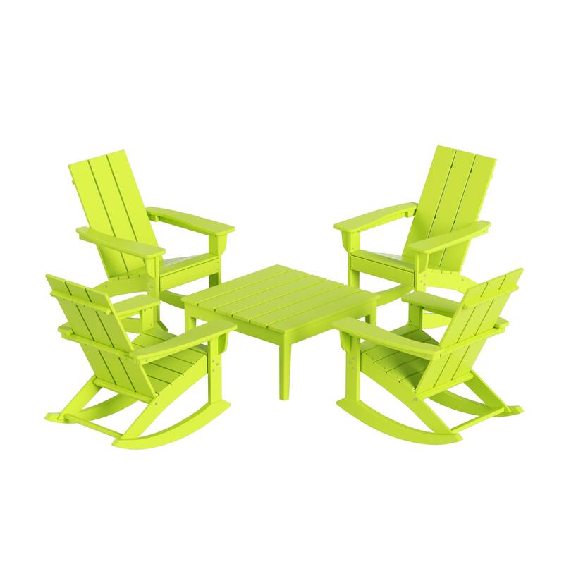 Shoreside 5-Piece Poly All Weather Rocking Chair Conversation Set