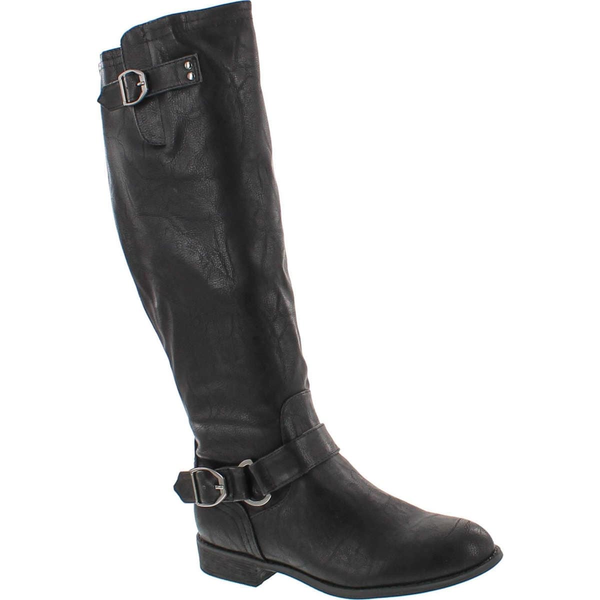 back zip knee high boots