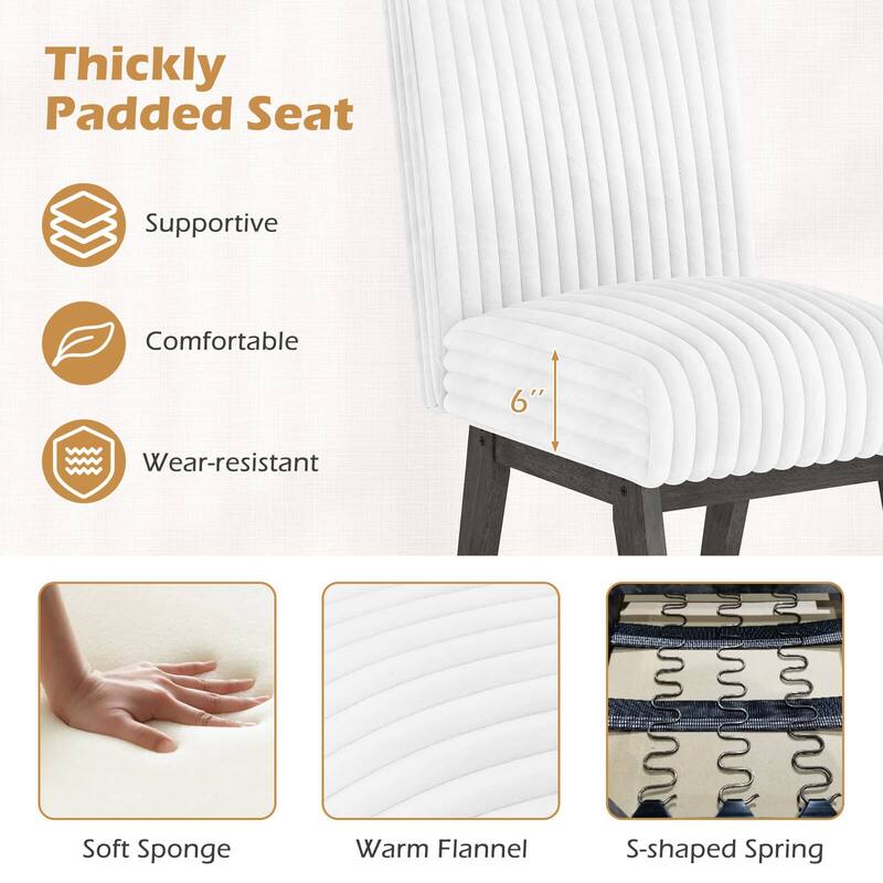 Costway Dining Chairs Set of 2/4 with Padded Seat, Rubber Wood Legs & - White + Gray