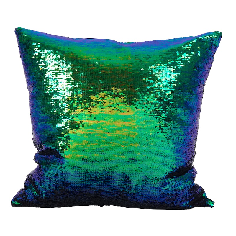 Sirun Collection Sequin Mermaid Design Throw Pillow
