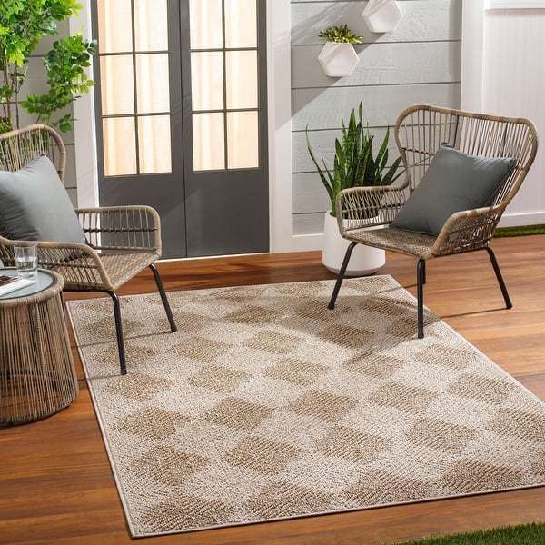 slide 2 of 6, Livabliss x Vivir Kaya Cottage Outdoor Area Rug 2' x 2'11" - Tan