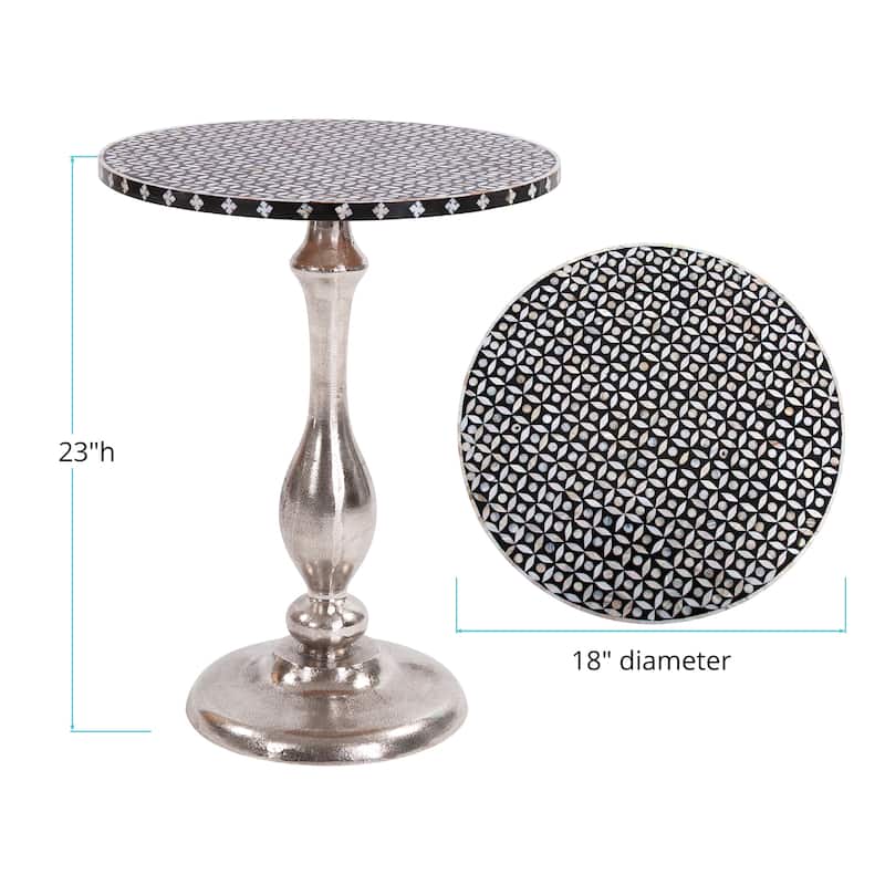 Allan Andrews Nickel Metal with Bone Top Martini Table - 18" Diameter x 23"h