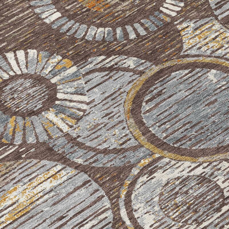 Machine Washable Indoor/Outdoor Contemporary Wheels Chantille Rug