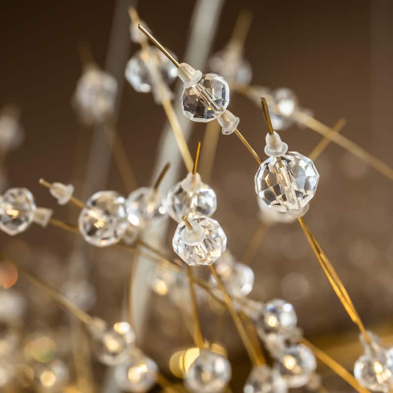 16-Lights Stainless Steel Firework Crystal Chandelier In Antique Bronze For Living Room And Dining Room - W47.2" x H 27.5"