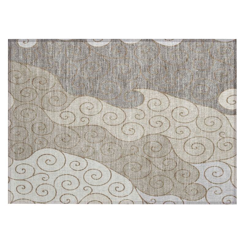 Machine Washable Indoor/ Outdoor Swirly Chantille Rug