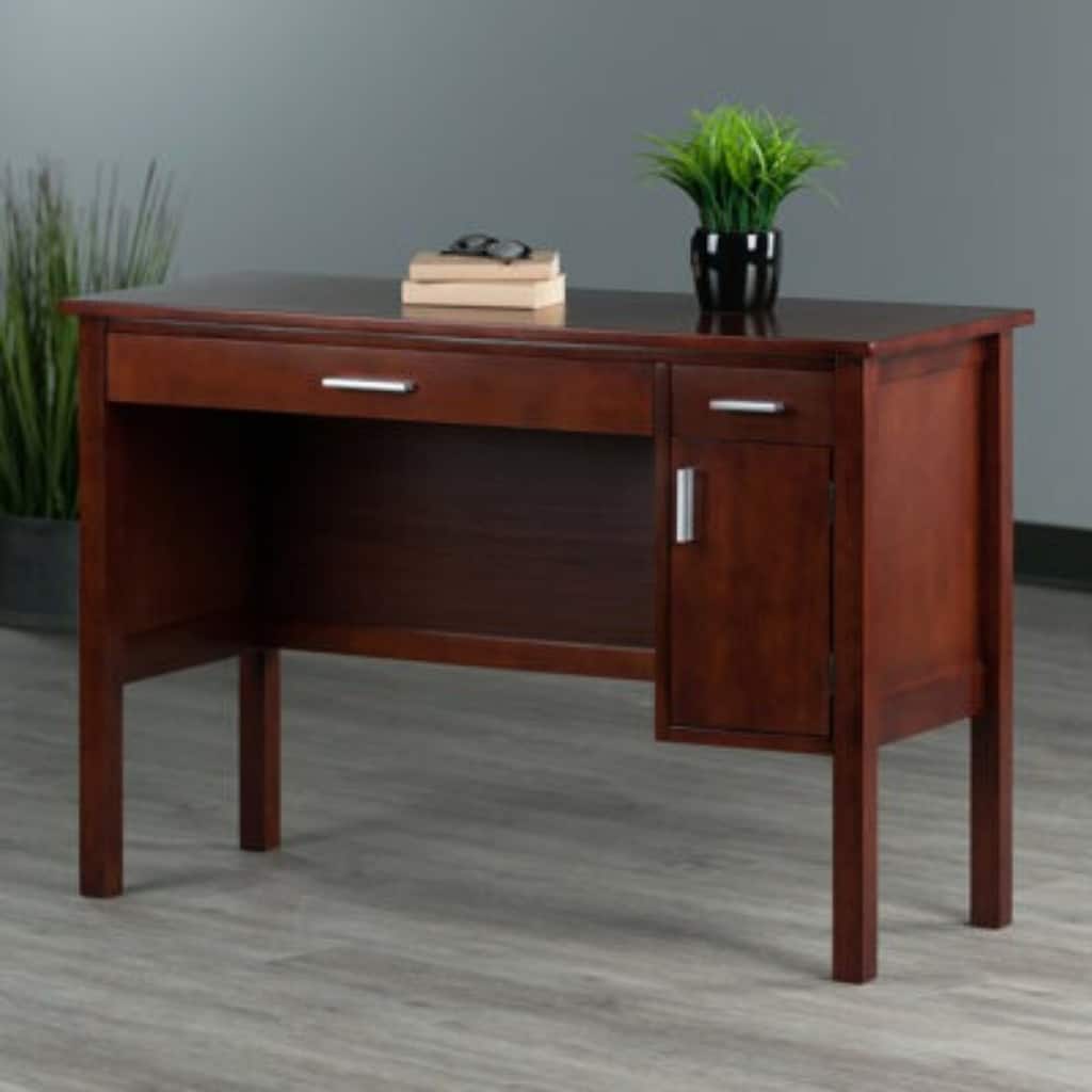 Wooden Home Office Writing Desk - 44.75" - Walnut Finish