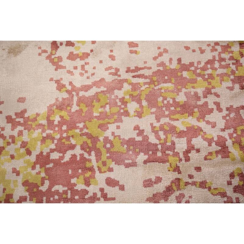 Contemporary Abstract Indian Square Rug Handmade Wool Carpet - 8'0" x 8'1"