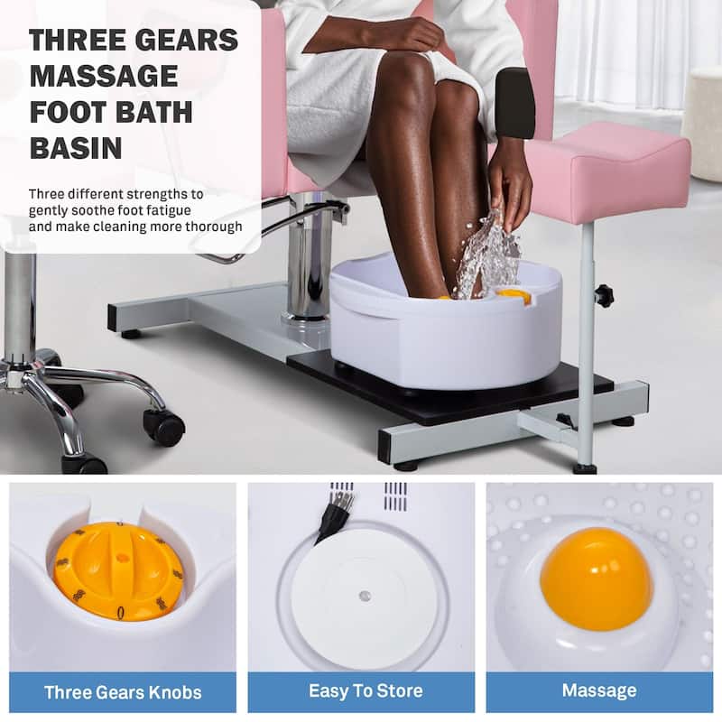 Pedicure Chair with Foot Spa Stool with Adjustable Pedicure Stand