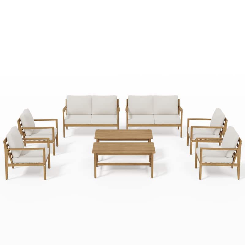 Outdoor Conversation Set with Coffee Table in Acacia Wood 8-Piece Sofa Set