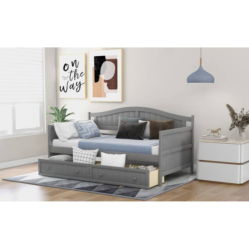 Twin Wooden Daybed with 2 drawers