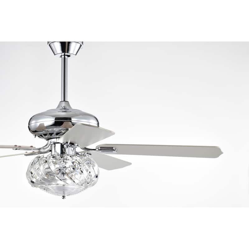 Turner 52 Inch Chrome Polish Crystal Ceiling Fan 3 Light with Remote
