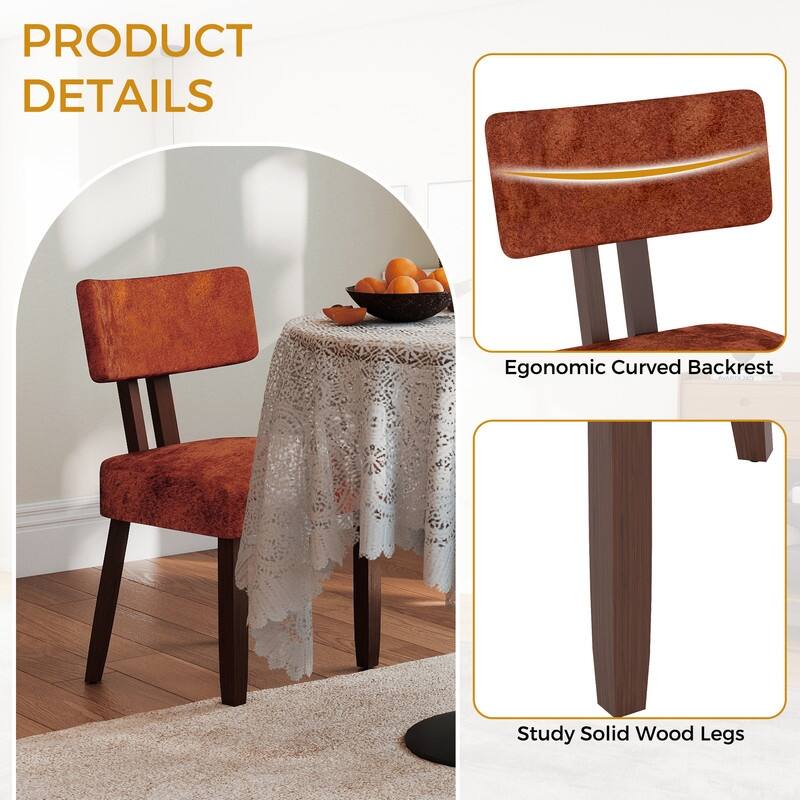 Mid-century Fabric Upholstered Dining Chairs in Dark Brown Legs, Set of 2