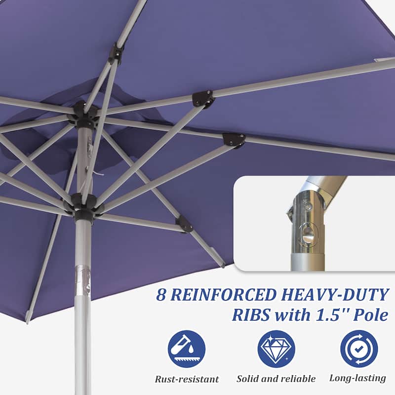 Rectangle Patio Umbrella with Crank Lift and Tilt Function