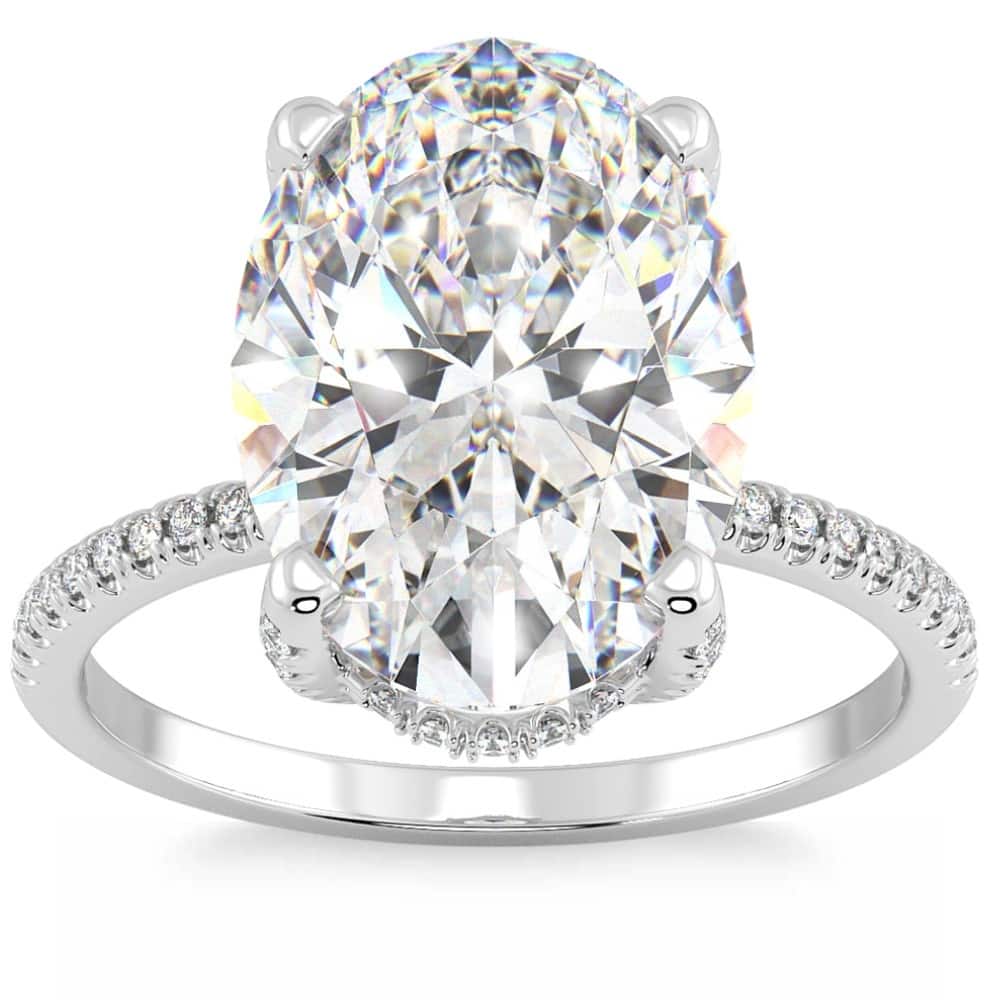 Bliss Diamond Certified 5.33Ct Oval Diamond Side Halo Engagement Ring Gold Lab Grown