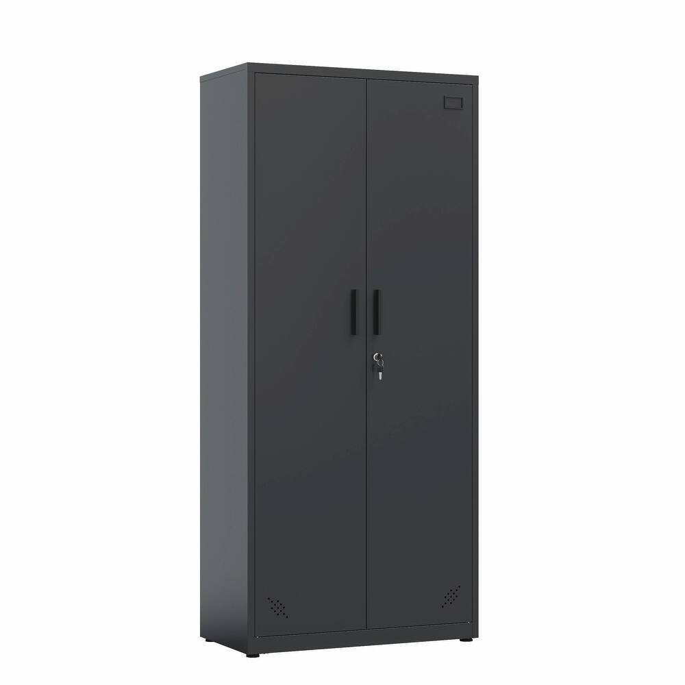 High Storage Cabinet with 2 Doors and 4 Partitions for 5 Separate Storage Spaces