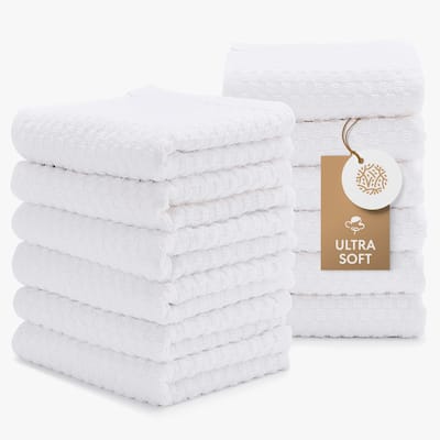 White Classic Dish Towel Set, 12 Pack Kitchen Dish Hand Towels 15x26 inch