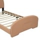 preview thumbnail 16 of 22, Upholstered Platform Bed, Bear-shaped Headboard, Footboard with Pocket, Wood Panel Bed for Kids Girls Boys