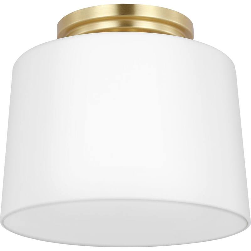 Adley Collection One-Light Satin Brass Etched Opal Glass New Traditional Flush Mount Light - 8.62 in x 8.62 in x 7.37 in