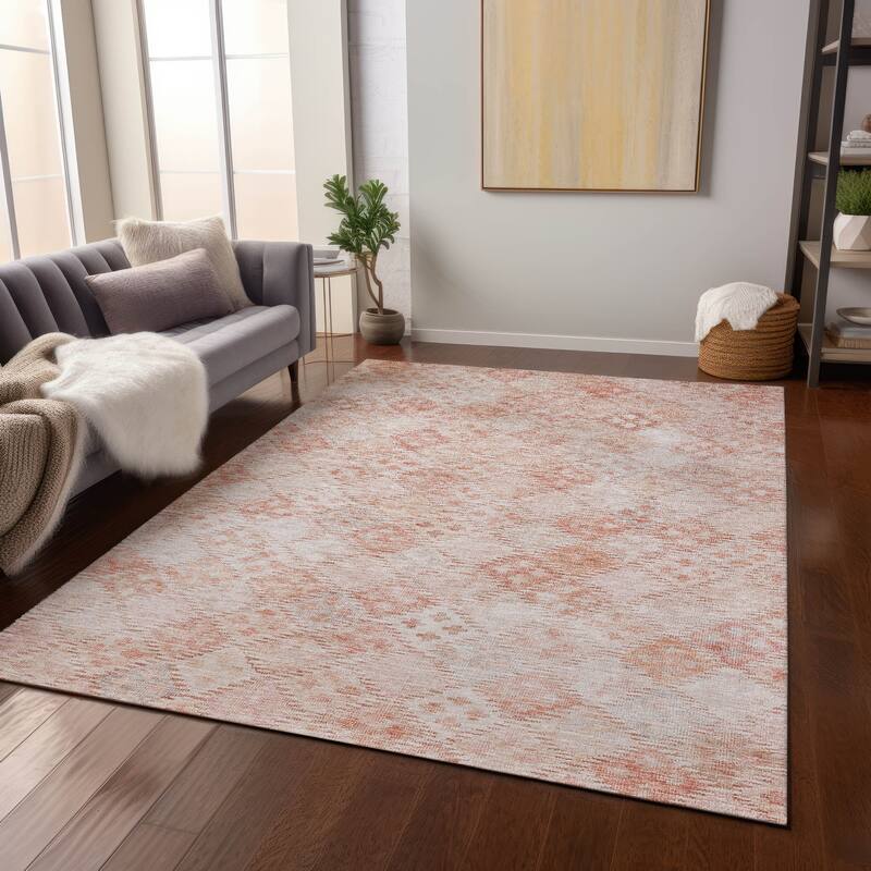 Machine Washable Indoor/ Outdoor Boho Modern Chantille Rug