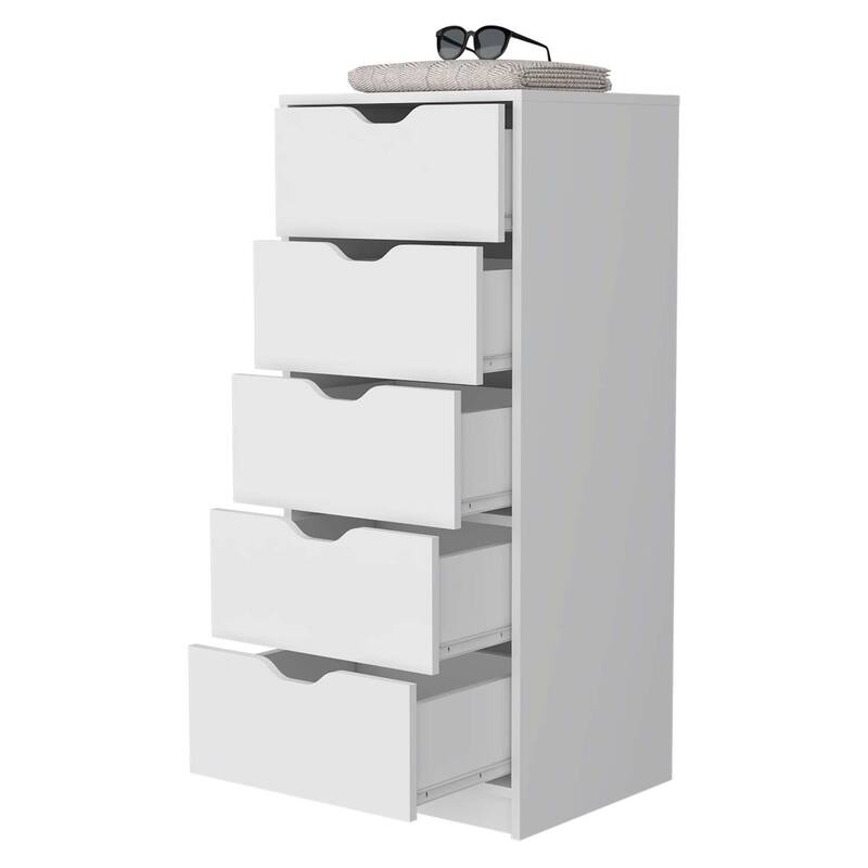 Tall Narrow 5-Drawer Chest Dresser with Slim Design, Smooth Glide Drawers, and Compact Modern Bedroom Storage